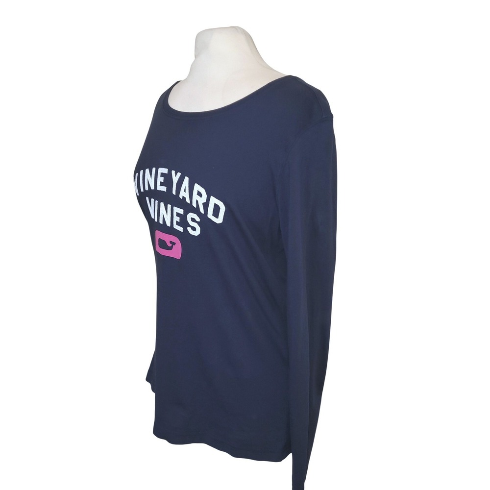 Vineyard Vines Navy Blue Whale Nautical Preppy Scoop Neck Long Sleeve Shirt S - Picture 4 of 8